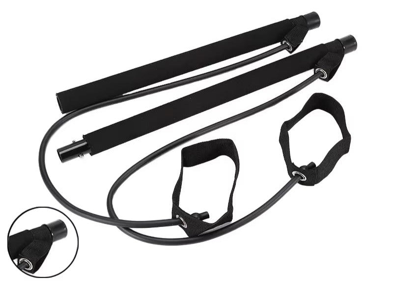 Multifunctional Pilates Bar Combination Fitness Bar Yoga Chest Expansion Tension Rope Back Trainer Elastic Rope Stretching Belt