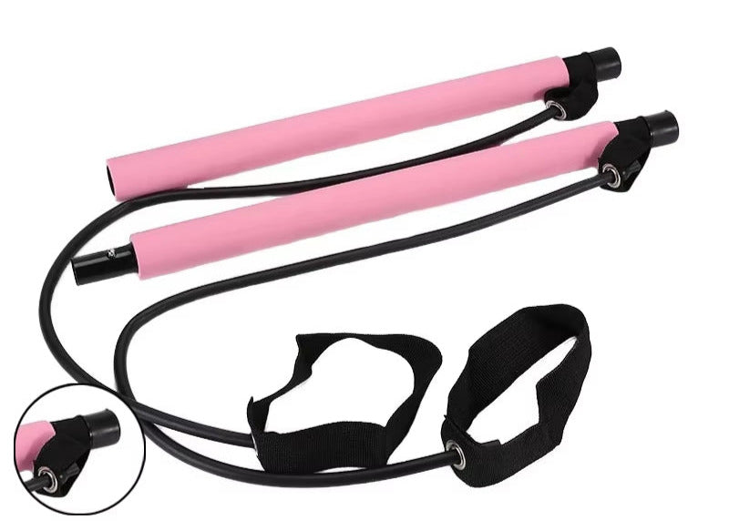 Multifunctional Pilates Bar Combination Fitness Bar Yoga Chest Expansion Tension Rope Back Trainer Elastic Rope Stretching Belt