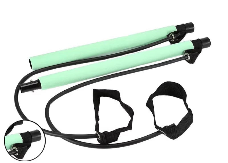 Multifunctional Pilates Bar Combination Fitness Bar Yoga Chest Expansion Tension Rope Back Trainer Elastic Rope Stretching Belt