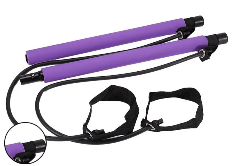 Multifunctional Pilates Bar Combination Fitness Bar Yoga Chest Expansion Tension Rope Back Trainer Elastic Rope Stretching Belt