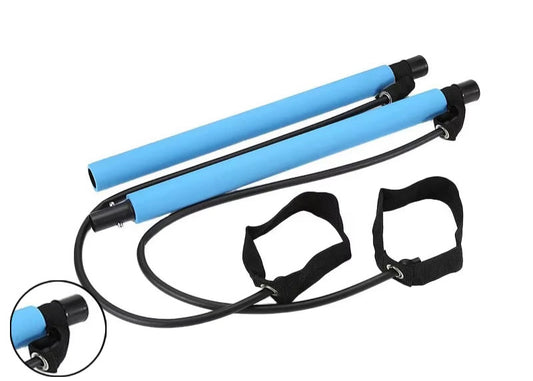 Multifunctional Pilates Bar Combination Fitness Bar Yoga Chest Expansion Tension Rope Back Trainer Elastic Rope Stretching Belt